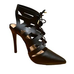 Call It Spring- Lace Up Heels Stiletto Black Size 7